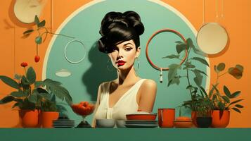 Vintage-inspiriert Illustration mit retro Farbe Schemata foto