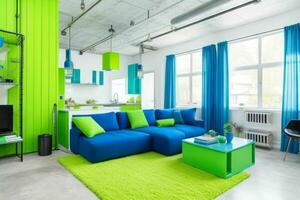 modern industriell Dachgeschoss Leben Zimmer Zuhause Innere. ai generativ Profi Foto