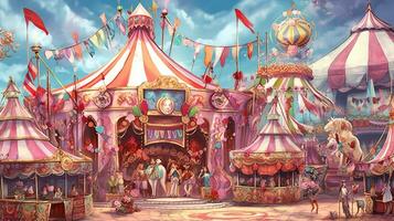wunderlich Zirkus, Digital Kunst Illustration, generativ ai foto