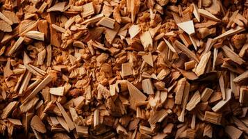 Holz Chips zum Biomasse Energie Produktion Hintergrund mit leeren Raum zum Text foto