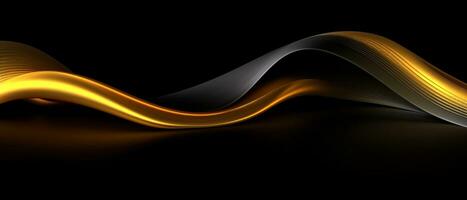 schwarz und Gold Wellen abstrakt 3d Hintergrund. generativ ai foto