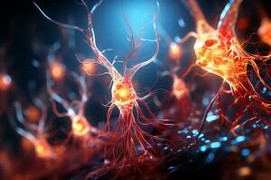 Nerv Fasern. Gehirn. Wissenschaft und medizinisch Illustration. generieren ai foto