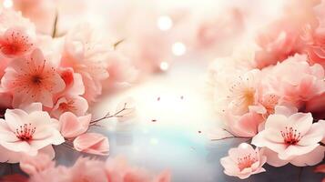 Hintergrund mit Kirsche Blüten, glatt verwischen generieren ai foto