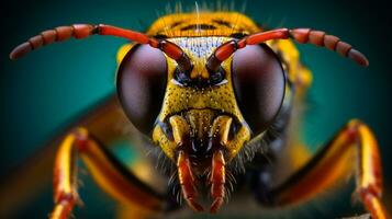 Makro Foto von Insekt Kopf ai generativ