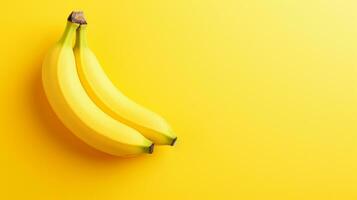 ein Banane auf Gelb Pastell- isoliert Hintergrund ai generativ foto