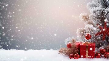 schön Komposition mit Weihnachten Ornamente auf ein Weiß Hintergrund ai generativ foto