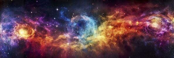 Bild von ein expandieren Universum. Schuss von weit Weg mit viele Farben, Schön, ai generativ foto