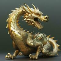 golden Drachen Statue. Chinesisch Drachen gemacht von Gold. ai generativ foto