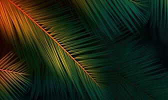 Palme Blätter Hintergrund. sonnig tropisch Hintergrund. zum Banner, Postkarte, Buch Illustration. erstellt mit generativ ai Werkzeuge foto