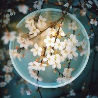 ein Weiß Kirsche blühen Baum ai generativ foto