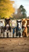 ein Gruppe von Steckenpferde gefüttert oben auf ein Feld foto