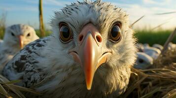 Nahansicht Foto von ein Albatros suchen irgendein Richtung. generativ ai