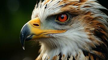 Nahansicht Foto von ein Adler suchen irgendein Richtung. generativ ai