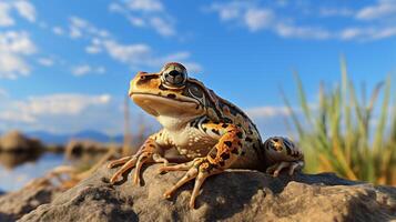 Foto von ein Xenopus Frosch unter Blau Himmel. generativ ai