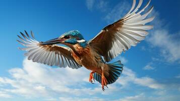 Foto von ein Eisvogel unter Blau Himmel. generativ ai