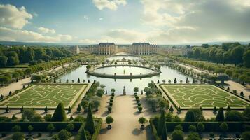Foto von das schön Gardens von das Palast von Versaille, Frankreich. generativ ai