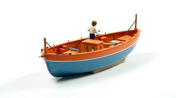 Anzeigen ein 3d Miniatur Schlauchboot. generativ ai foto