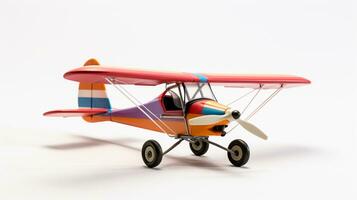 Anzeigen ein 3d Miniatur ultraleicht Flugzeug. generativ ai foto