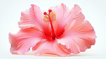 Foto von schön Hibiskus Blume isoliert auf Weiß Hintergrund. generativ ai