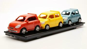 Anzeigen ein 3d Miniatur Auto Träger. generativ ai foto