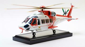 Anzeigen ein 3d Miniatur agustawestland aw139. generativ ai foto