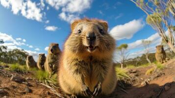 Foto von ein Quokka unter Blau Himmel. generativ ai