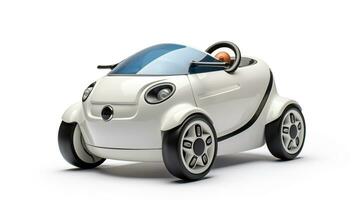 Anzeigen ein 3d Miniatur elektrisch Wagen. generativ ai foto