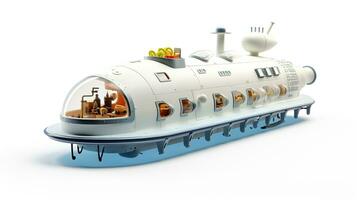 Anzeigen ein 3d Miniatur U-Boot. generativ ai foto