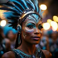 Samba Tänzer im extravagant Outfits beim Karneval foto
