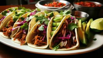 Jackfrucht Tacos. scharf würzig und fleischartig foto