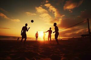 männlich Strand Volleyball Spieler abspielen ein Volleyball Spiel auf das Strand foto