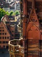 Luftbild der Stadt Straßburg. sonniger Tag. rote Ziegeldächer. foto