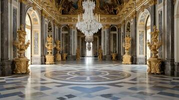 Foto von das Zimmer mit das Innere Design von das Palast von Versaille, Frankreich. generativ ai
