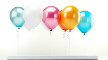 Anzeigen ein 3d Miniatur Ballon. generativ ai foto