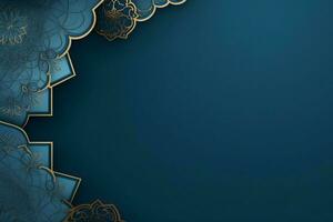 Blau eben Hintergrund mit islamisch Ornament foto
