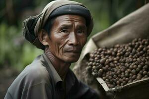 indonesisch Mann Arbeit wie Farmer foto