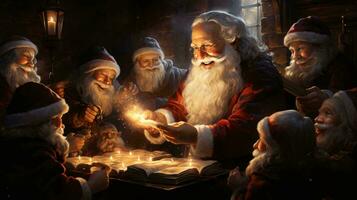 Santa claus ist lächelnd, Hintergrund zum das Neu Jahr und Weihnachten Urlaub foto