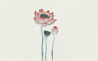 Chinesisch retro Gemälde Stil Lotus Illustration. foto