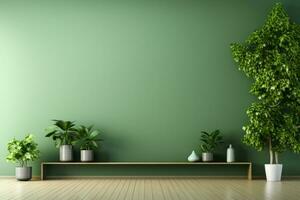 Innere Zimmer mit Grün Mauer abgebildet im 3d Rendern foto