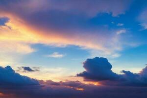 wolkig Himmel beim Sonnenuntergang Hintergrund. ai generativ Profi Foto