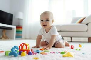 Baby spielen Zimmer. generieren ai foto