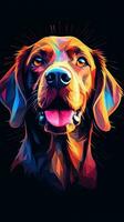abstrakt Hund auf dunkel Hintergrund generativ ai foto