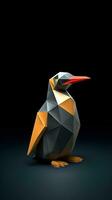 Origami Pinguin auf dunkel Hintergrund generativ ai foto