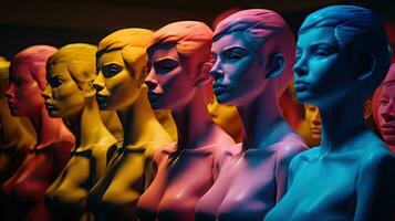 lebendig Mannequin Klone im Sanft Licht ultradetailliert Fotografie foto