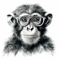 Affe lesen Brille im impressionistisch Schwarzarbeit Stil auf Weiß Hintergrund foto