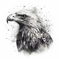 mystisch Adler im neotraditionell Schwarzarbeit Stil auf Weiß Hintergrund foto