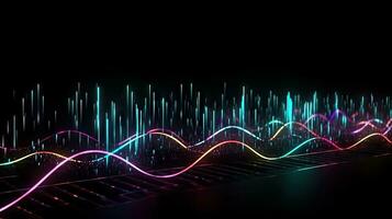 beschwingt Neon- Beleuchtung mit abstrakt Equalizer bewirken foto