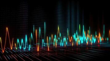 beschwingt Neon- Beleuchtung mit abstrakt Equalizer bewirken foto