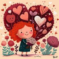 Süss Valentinsgrüße Tag Illustration durch Rachel Davis foto