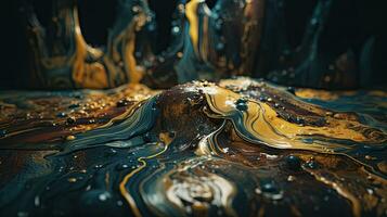 Flüssigkeit Gold und Tinte abstrakt Hintergrund Textur zum filmisch Design foto